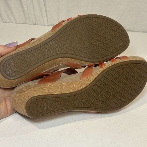 UGG SERINDA Orange Fire Opal Leather Cork Wedge Platform Sandals 8 - Picture 5 of 6